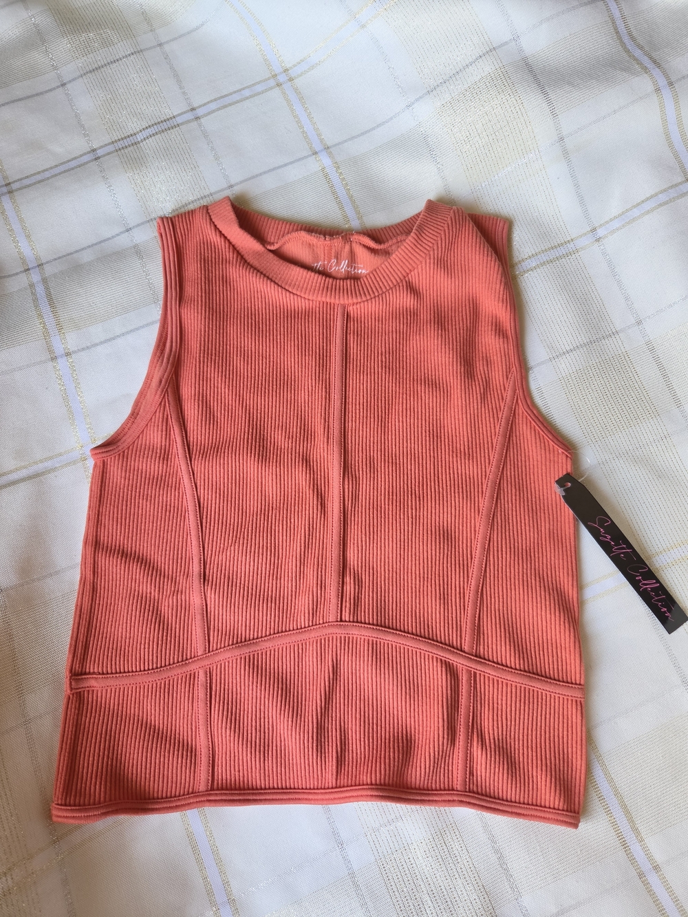 Suzette Collection Ribbed Coral Crop Top